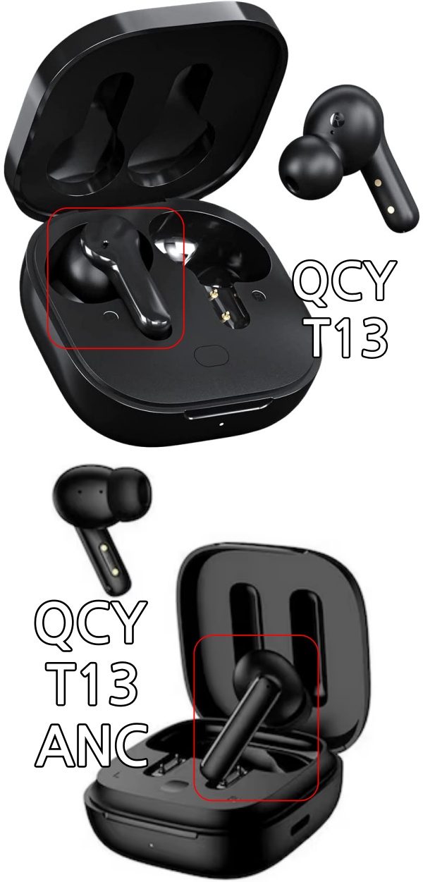 QCY T13(위&#44; 유광)&#44; QCY T13 ANC(아래&#44; 무광)