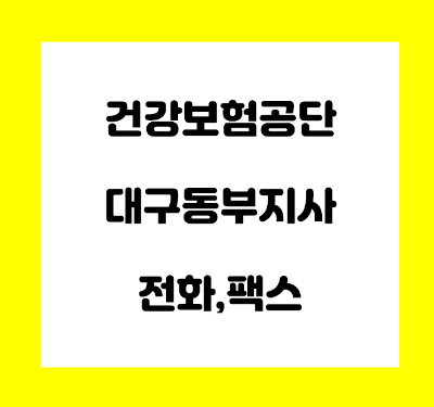  건강보험공단 대구동부지사 전화번호