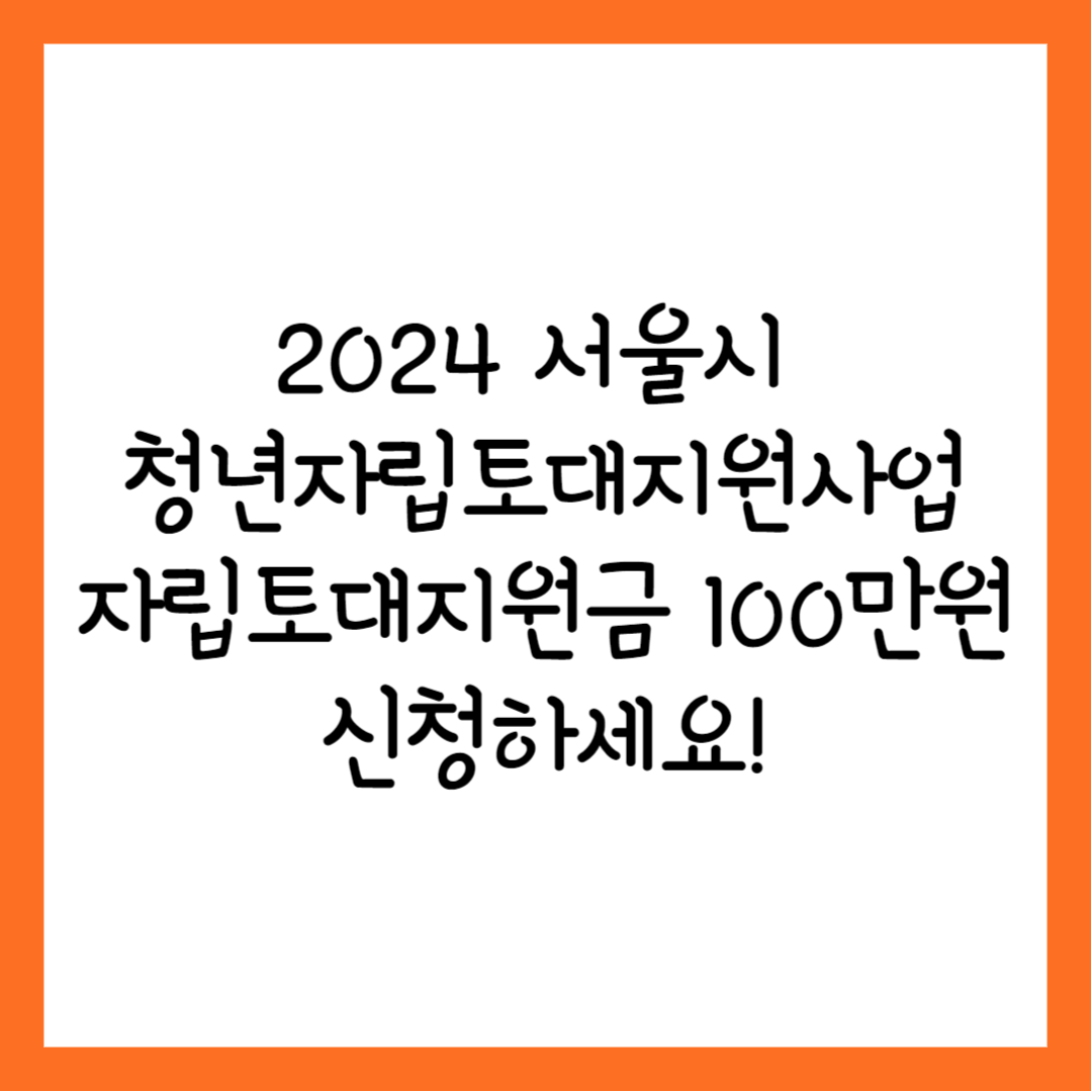 2024 서울시 청년자립토대지원사업