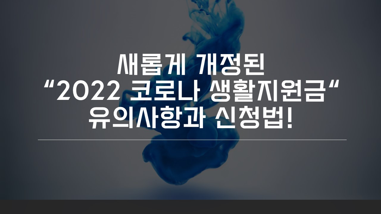  [TIP] 개정된 코로나 생활지원금 신청방법과 지원금액 알려드립니다!