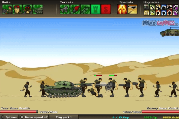 전쟁시대2-게임하기-플레이-탱크를-이용하여-적을-공격하는-화면