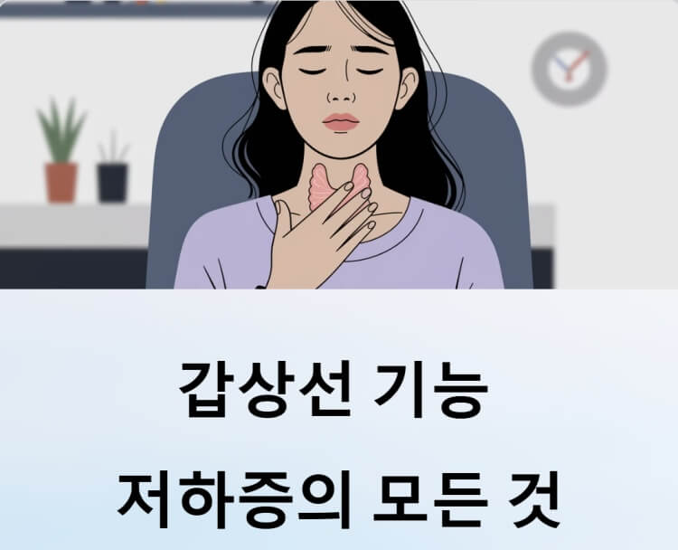 갑상선을 만지고 있는 여성 이미지