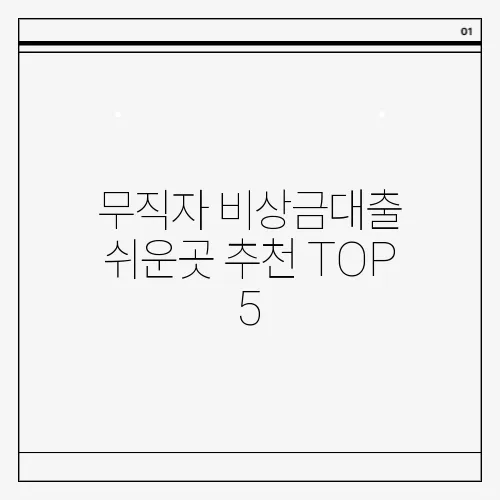 무직자 비상금대출 쉬운곳 추천 TOP 5