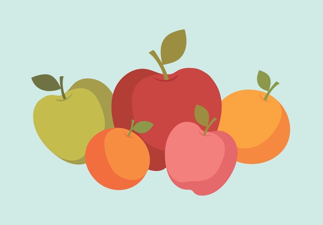사과&#44; 오렌지 등의 과일이 모여있는 그림