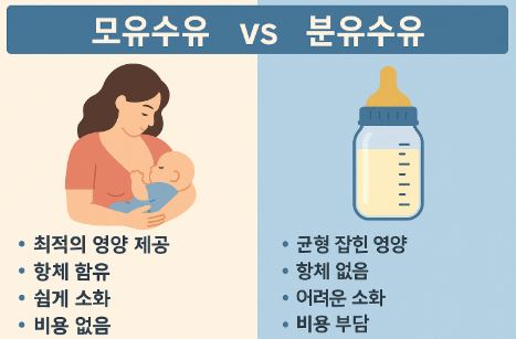 분유 모유수유 비교 사진