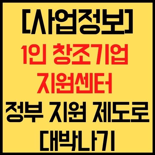 1인 창조기업 지원센터 정부 지원 제도 대박나기 사업정보