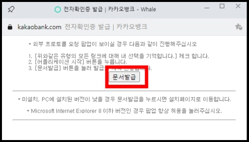 카카오뱅크 문서발급