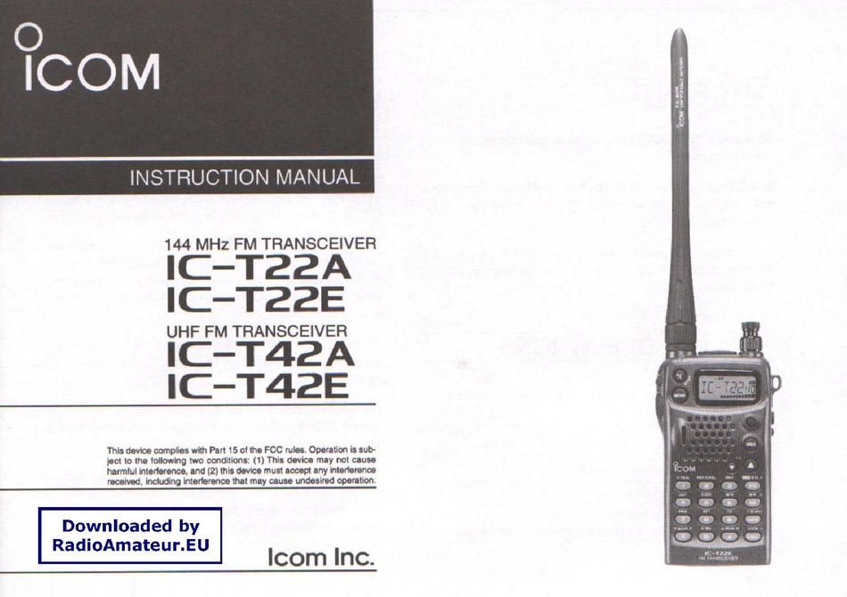  아이콤 ICOM IC-T22A 한글 매뉴얼 사용설명서