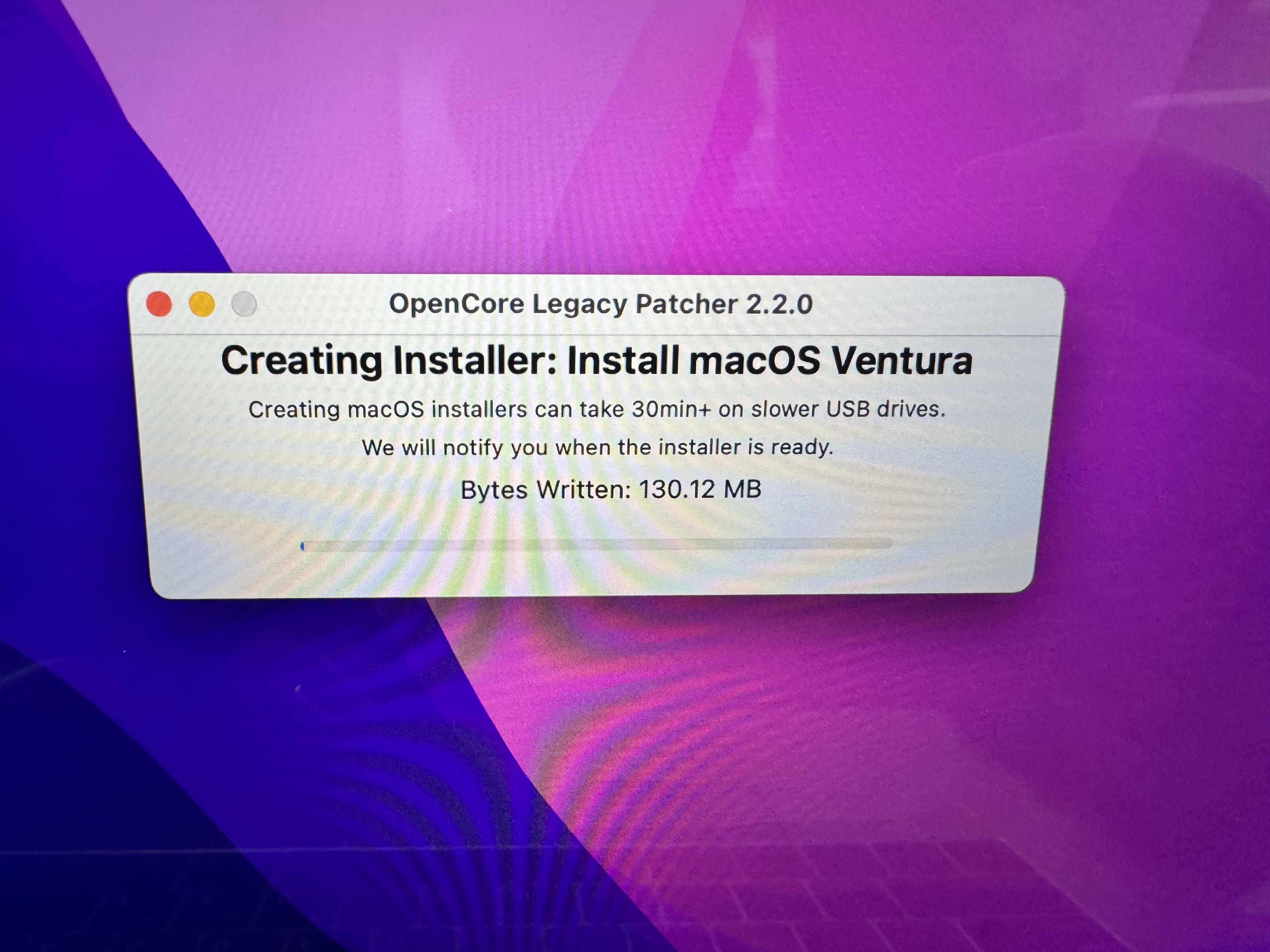 OpenCore Legacy Patcher Creating Installer