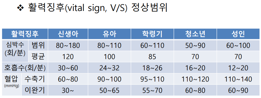  활력징후 정상범위