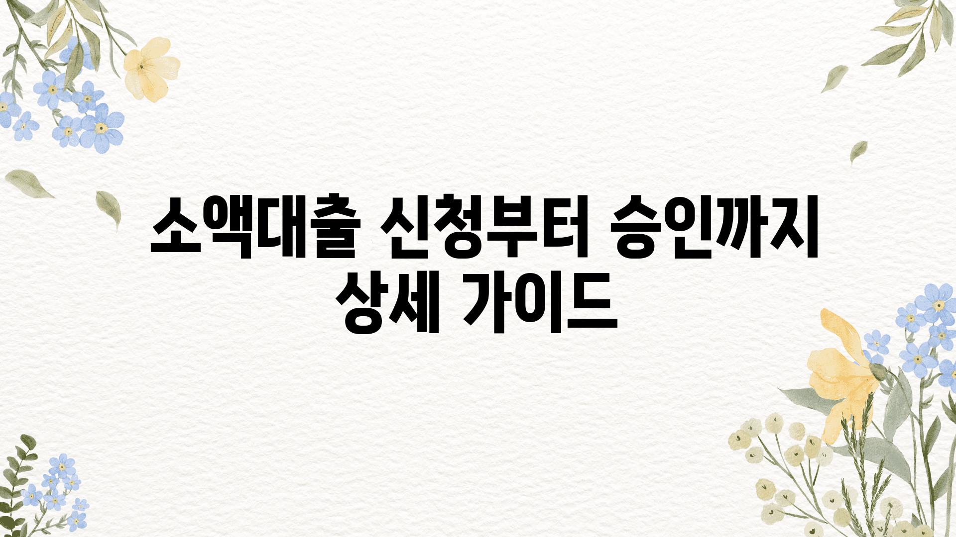  소액대출 신청부터 승인까지 상세 설명서