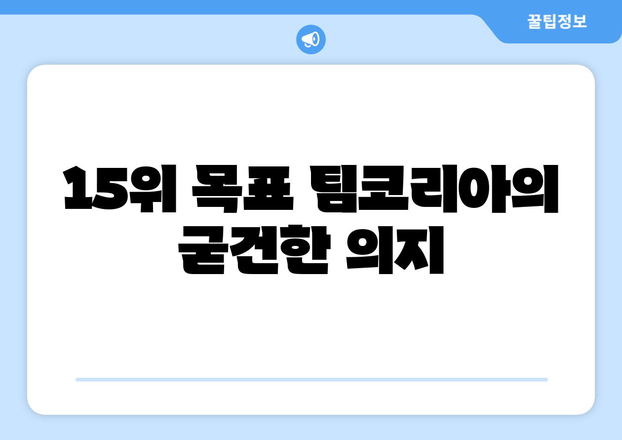 15위 목표 팀코리아의 굳건한 의지