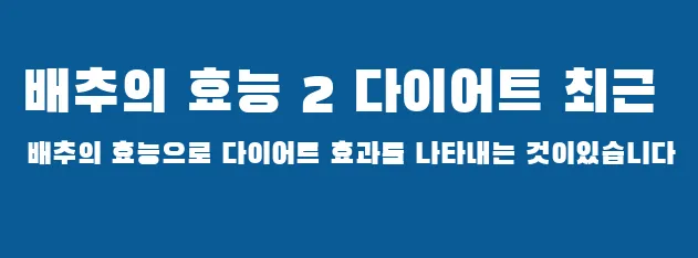 배추의 효능 2 다이어트 최근 배추의 효능으로 다이어트 효과를 나타내는 것이있습니다