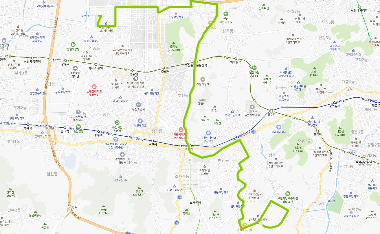  부천 60번 버스 시간표, 노선정보[부천테크노파크, 원종종합시장, 소사역, 역곡역, 범박동, 스타필드시티부천, 옥길동]