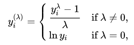 Box Cox formula