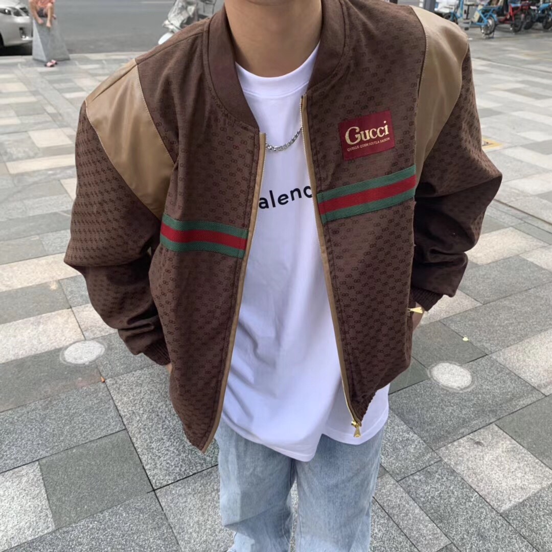  [GUCCI] 구찌 라벨 브라운 미니GG 블루종 자켓 623219 XJCKV 2178