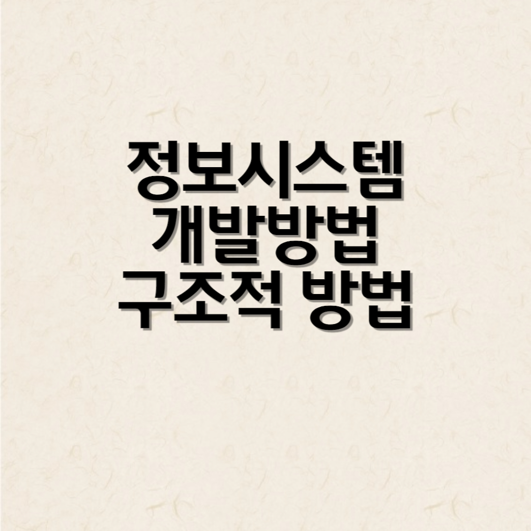 정보시스템 개발방법 구조적 방법론