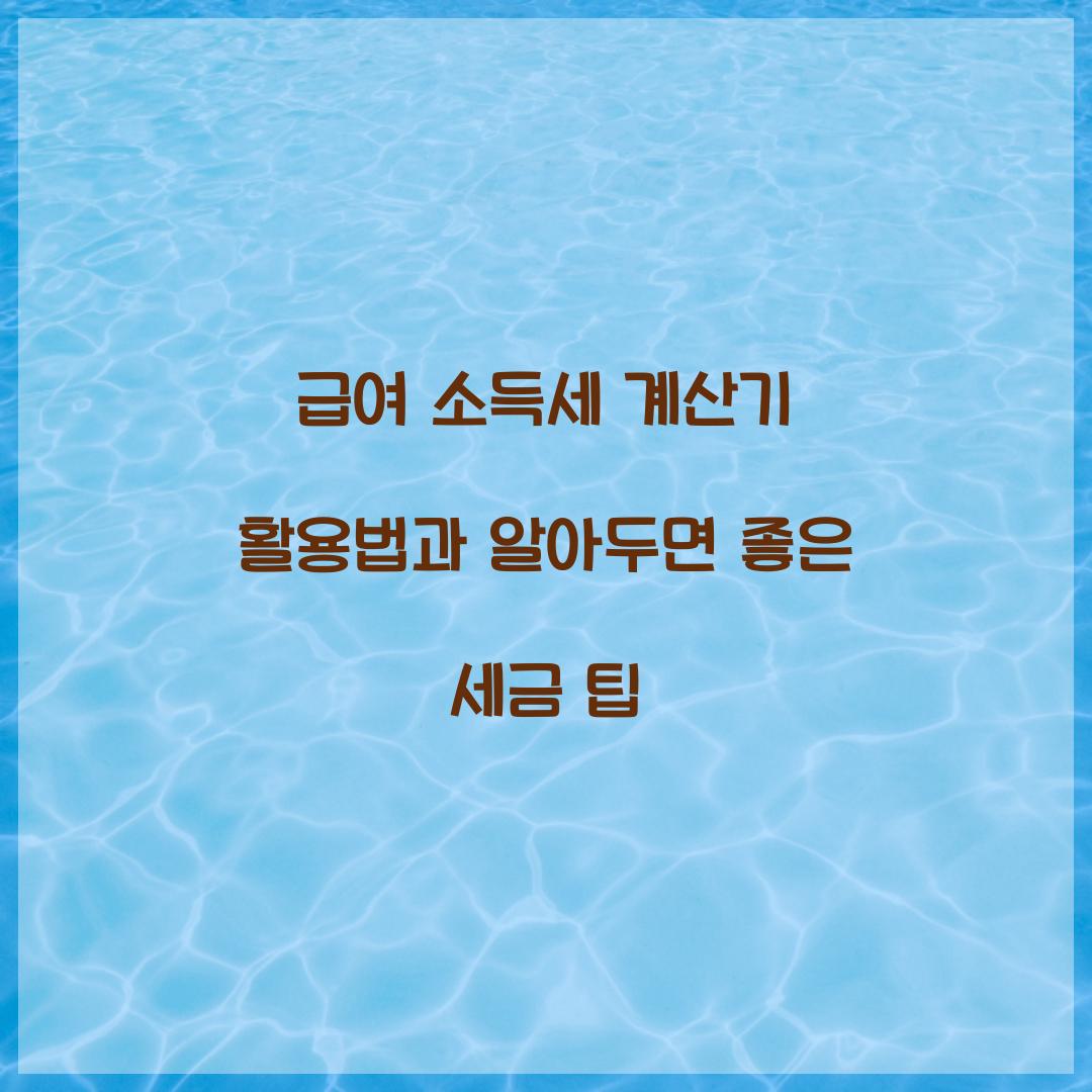 급여 소득세 계산기