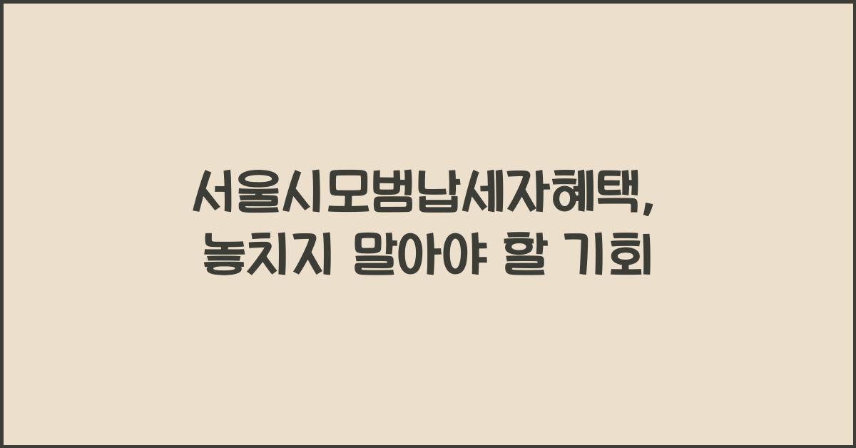 서울시모범납세자혜택