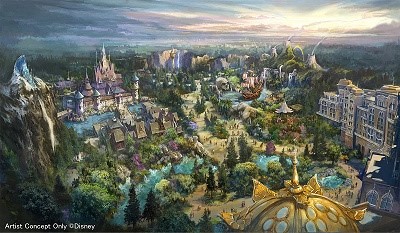 도쿄 디즈니 랜드의 그림 마치 서양화처럼 위에서 디즈니랜드를 본 것 처럼 그렸다