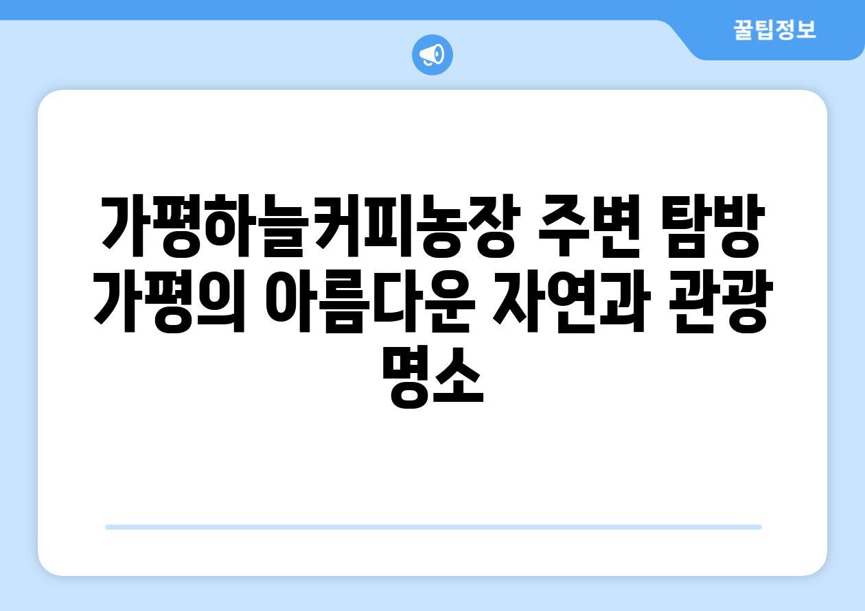 가평하늘커피농장 주변 탐방 가평의 아름다운 자연과 관광 명소