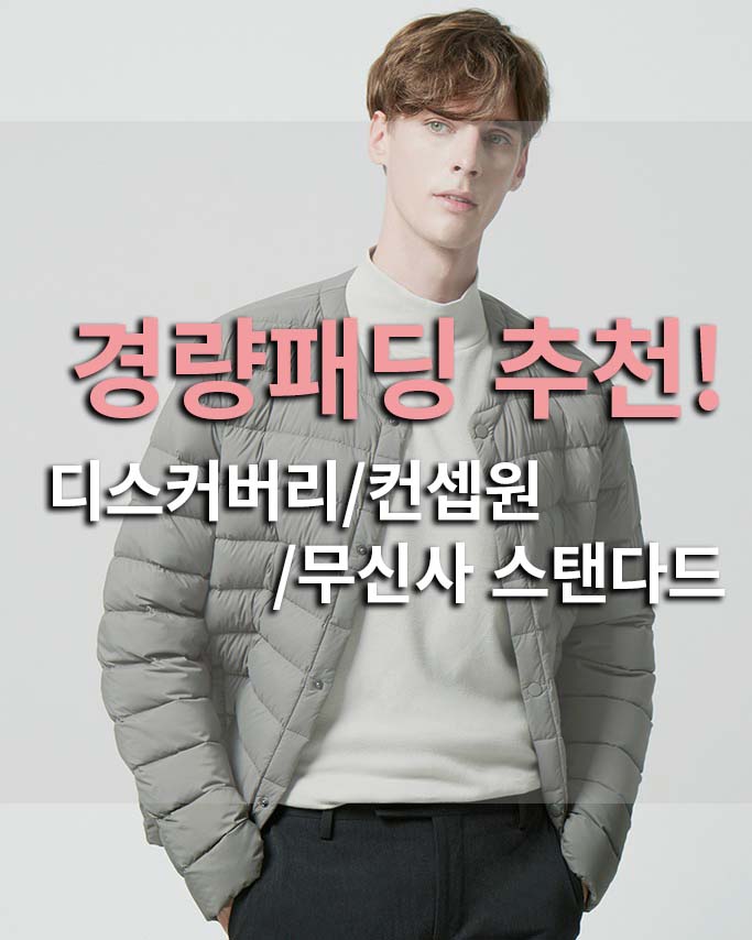  경량패딩 추천 디스커버리,무신사 스탠다드, 컨셉원