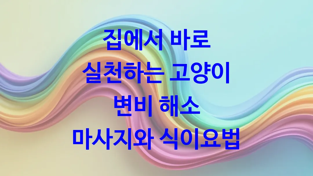 집에서 바로 실천하는 고양이 변비 해소 마사지와 식이요법