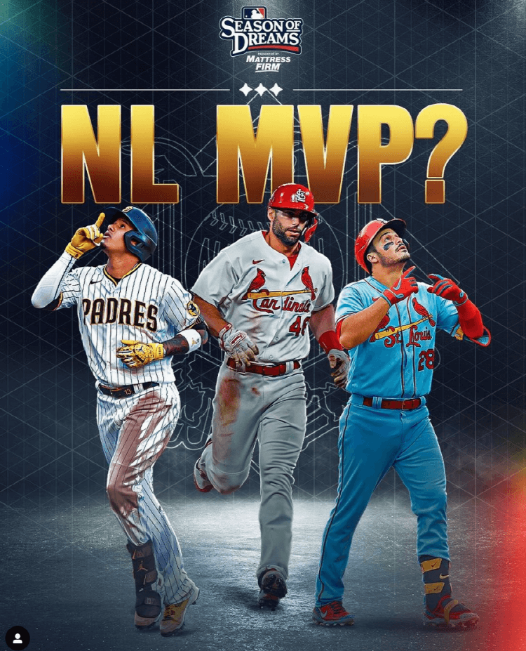 2022 메이저리그 NL 후보 3인, 왼쪽부터 매니 마차도, 폴 골드슈미트, 놀란 아레나도