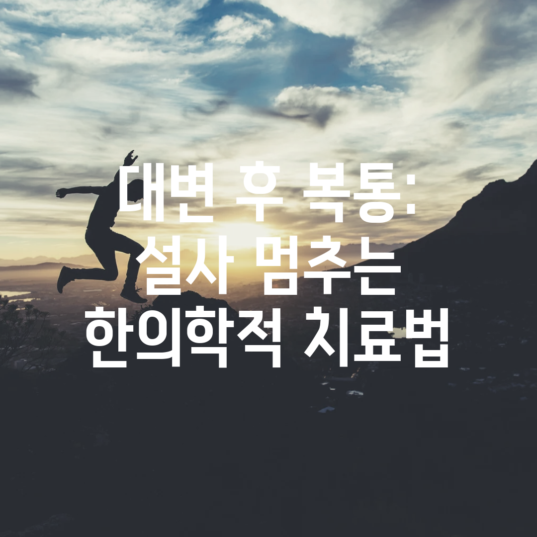 대변 후 복통 설사 멈추는 한의학적 치료법