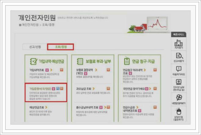국민연금가입증명서 발급