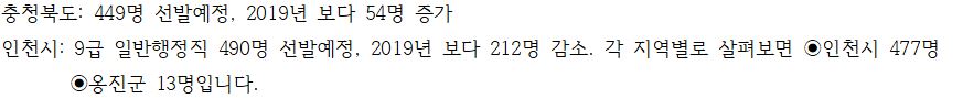 2020 지방직 공무원 채용인원 시험일정