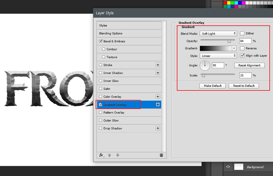 Gradient Overlay 설정