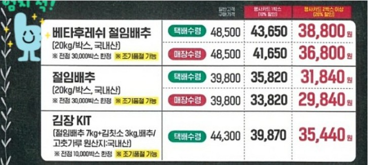 이마트-절임배추-행사카드-가격