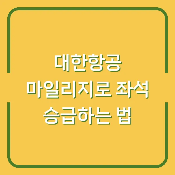 대한항공 마일리지로 좌석 승급하는 법