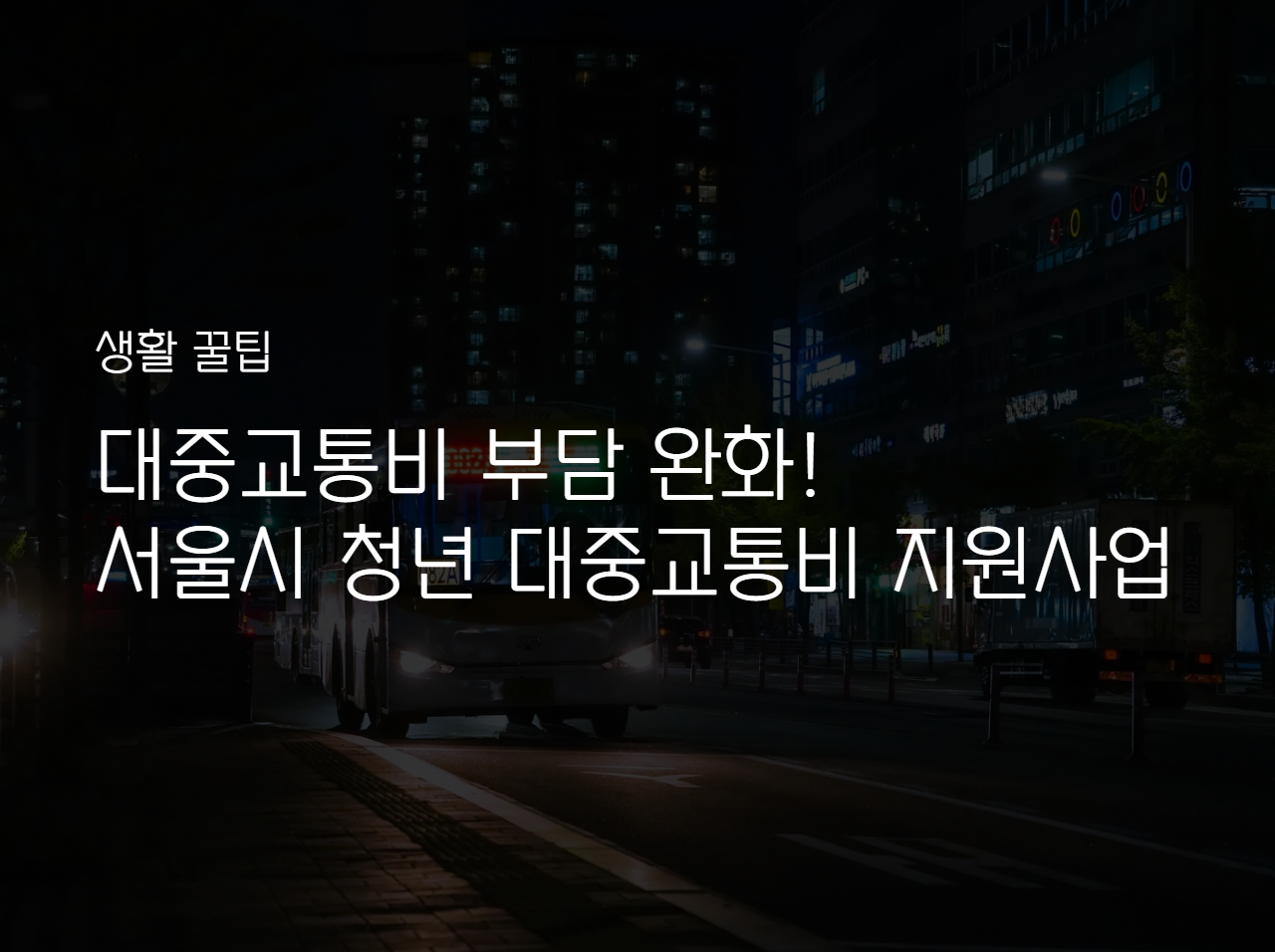  대중교통비 부담 완화! 서울시 청년 대중교통비 지원사업