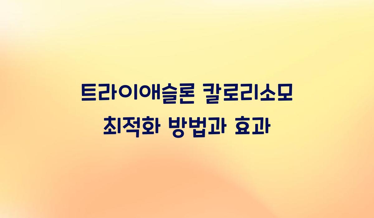트라이애슬론 칼로리소모