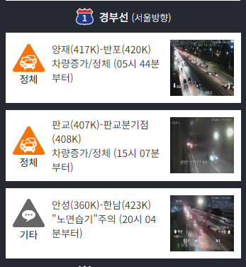 경부고속도로 실시간 교통상황