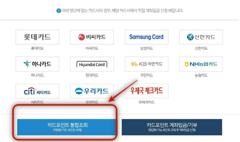 카드포인트 통합조회 신청화면 4