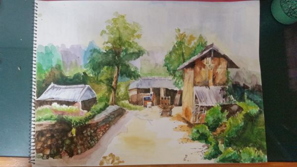  시골길, 초반 수채화를 배웠을 때 (2015)
