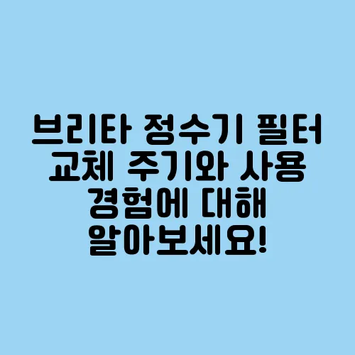 브리타 정수기 필터 교체 주기와 사용 경험에 대해 알아보세요!