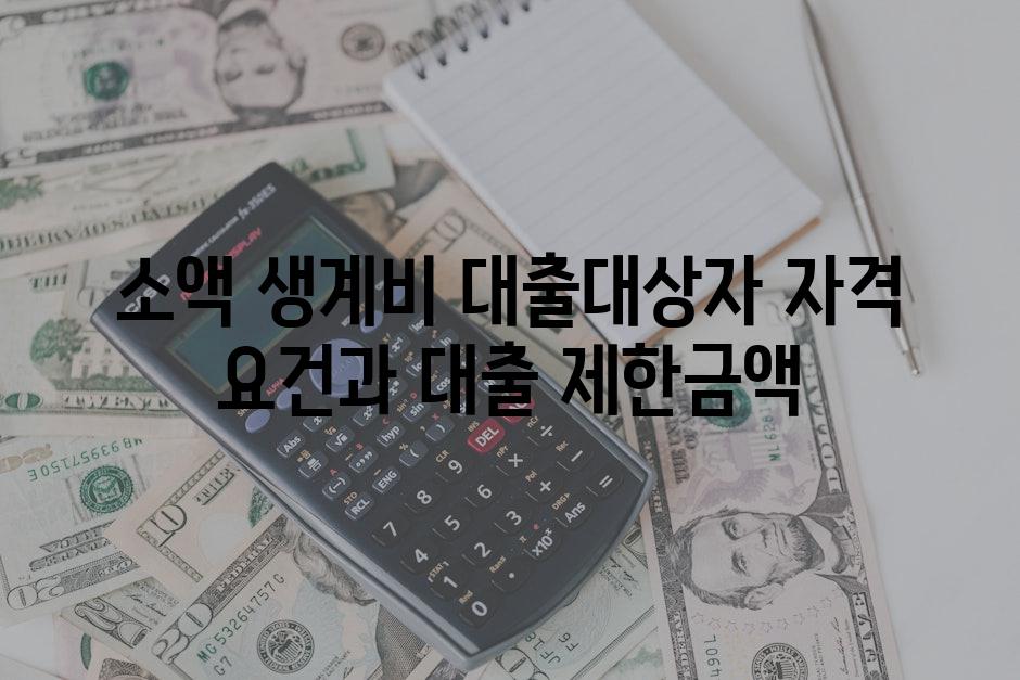 소액 생계비 대출대상자 자격 요건과 대출 제한금액