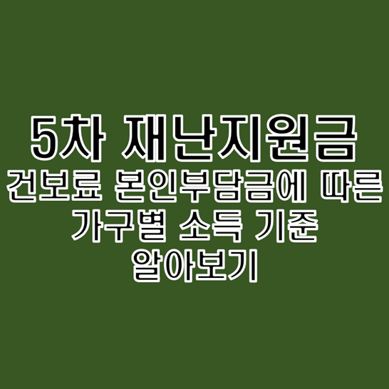  [확정] 5차 재난지원금 건강보험료(건보료) 지역 직장 혼합 가입자 소득 기준 완벽 정리