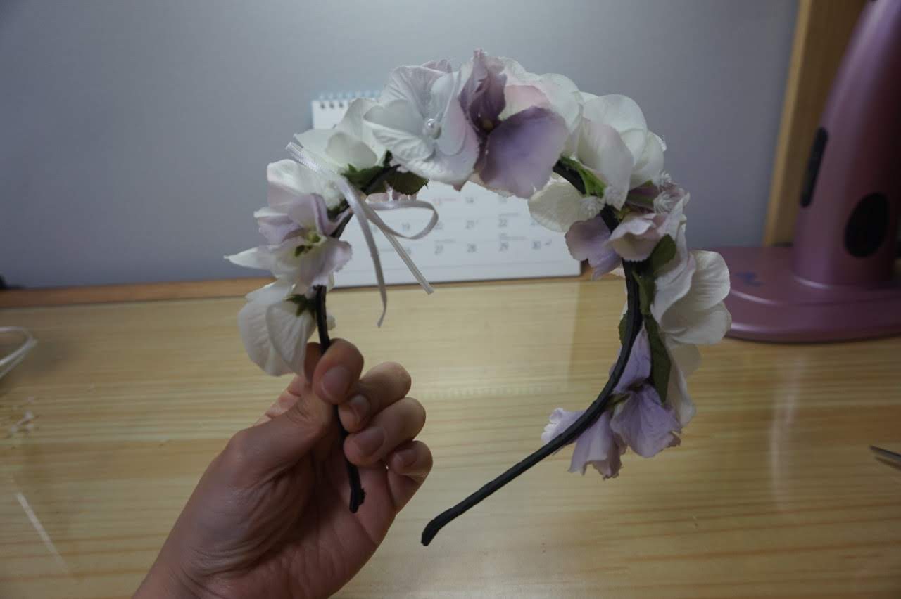  꽃 머리띠, 보라빛 머리띠 만들기, 셀프 웨딩