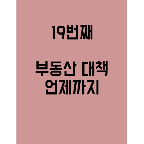  정부의 19번째 대책.. 언제까지 사후 대책으로 나올껀지