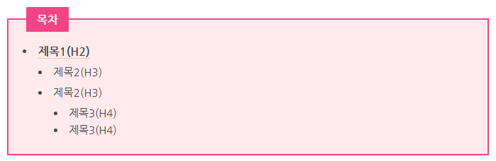 티스토리 자동목차 서식