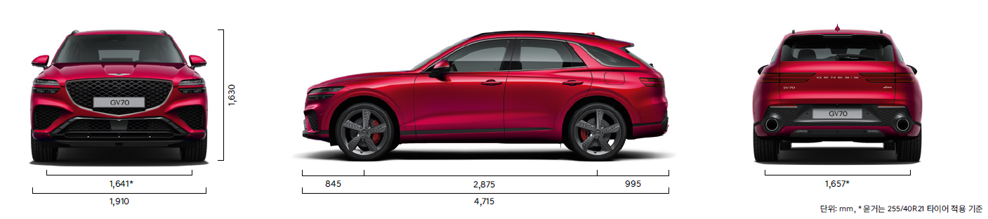 제네시스 GV70 크기 제원표