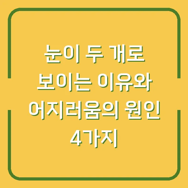 눈이 두 개로 보이는 이유와 어지러움의 원인 4가지