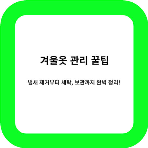겨울옷 관리 꿀팁