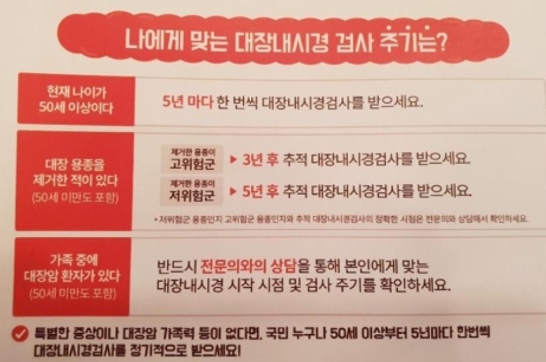  대장내시경 검사주기 알려드림