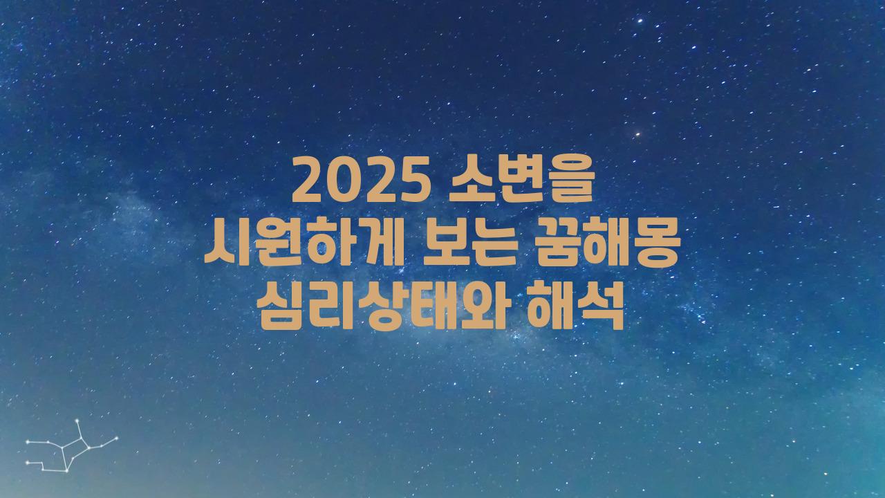 2025 소변을 시원하게 보는 꿈해몽